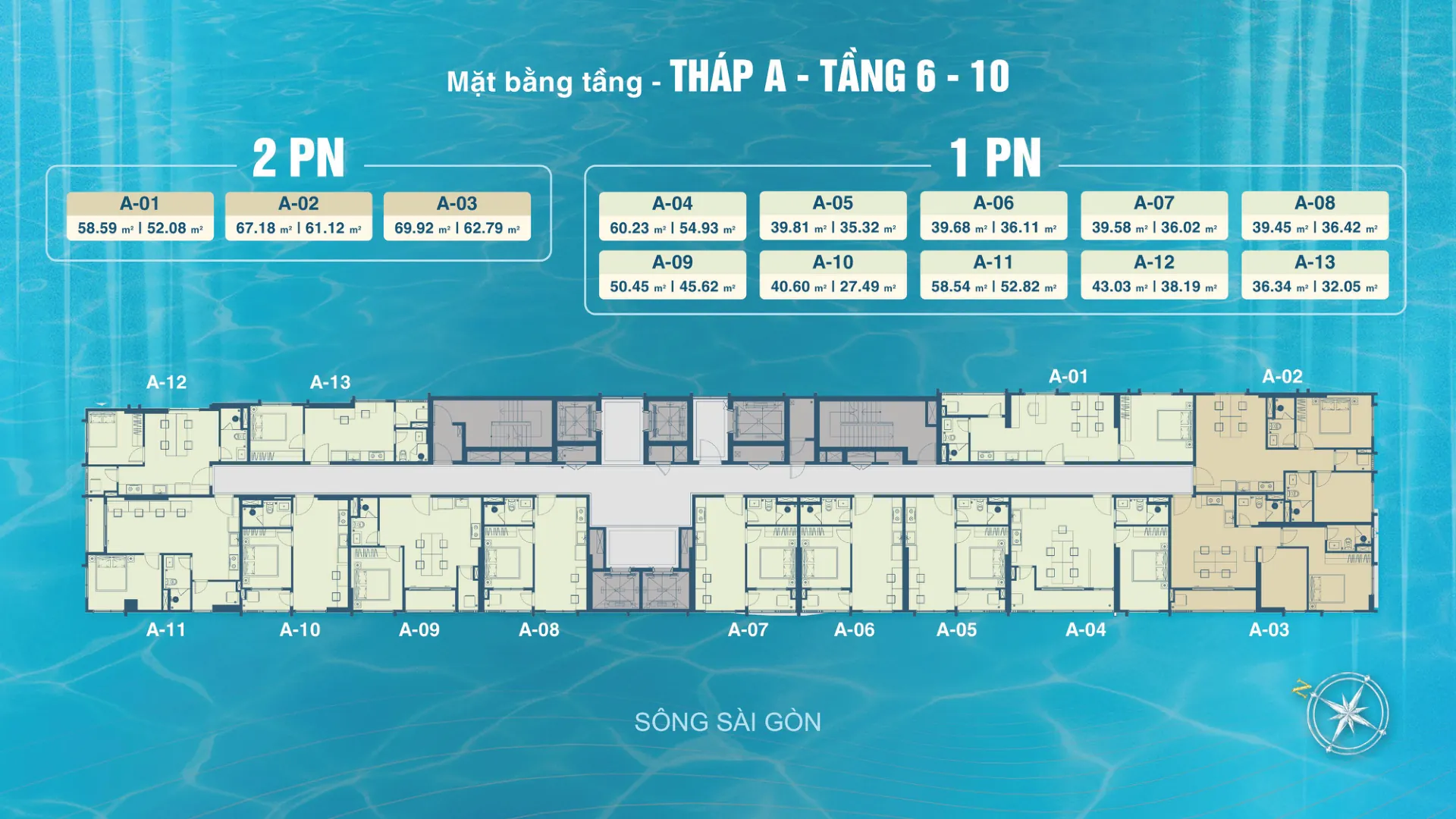 Mặt bằng Tháp A · tầng 6–10