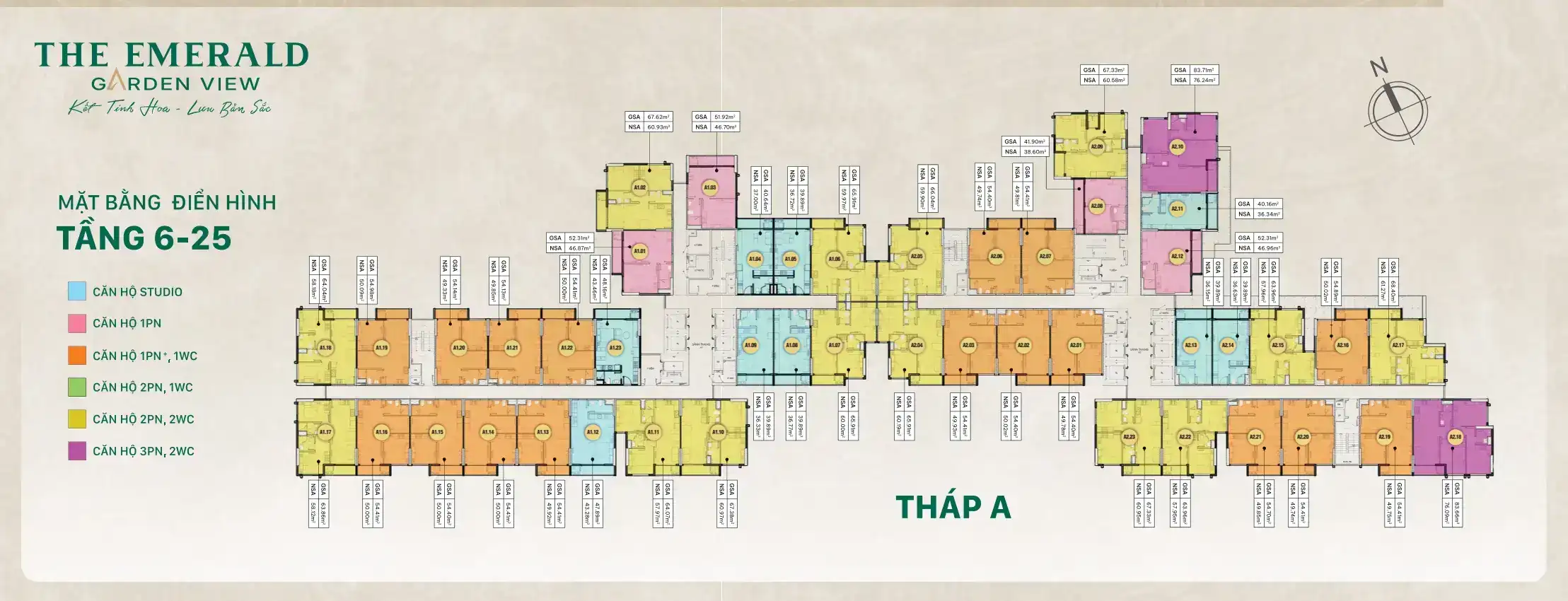 Mặt bằng Tầng 6 – 25 Tháp A